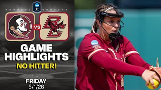 Florida State vs Boston College (NO-HITTER!!) Game 1 | 2026 College Softball Highlights 