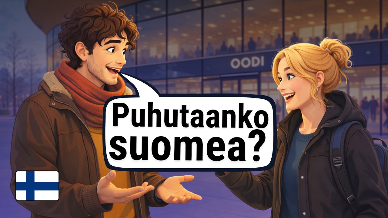 Как представиться на финском – живой диалог и практика аудирования (с субтитрами)