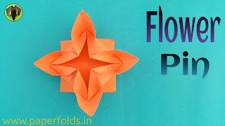 Origami tutorial to make a paper ' Lotus Flower Pin'