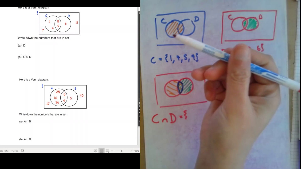 Venn Diagrams - intersection and unions - YouTube