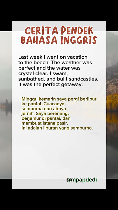 Cerita Pendek Bahasa Inggris 'Pantai' #ceritapendekbahasainggris #ceritapendek #belajaringgris