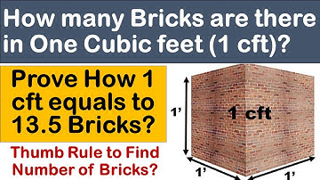 Prove 1 cft equals 13.5 bricks|Find number of bricks in one cubic feet|Bricks quantity in 1cft