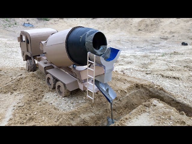 How to make Concrete Mixer Truck from a Cardboard class=