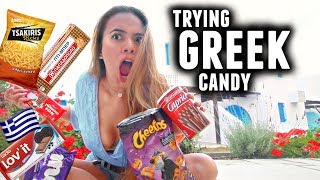 TRYING GREEK CANDY! Canadian Reacts