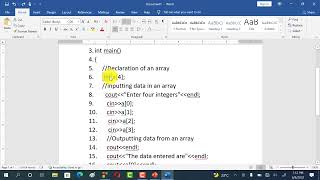 CHAPTER 3.1: ARRAYS OF INTEGERS: - Code, Explanation and Compilation