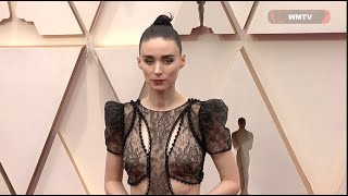 Rooney Mara being admired by Joaquin Phoenix at 2020 Oscars