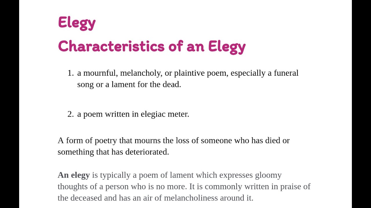Elegy Difference Between Eulogy And Elegy Characteristics Example Elegy Difference Between Eulogy And Elegy Characteristics Example