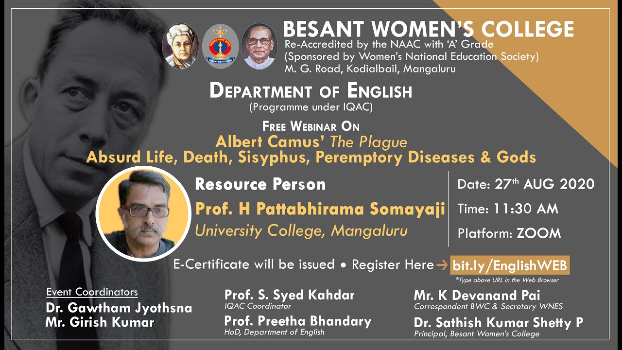 ALBERT CAMUS’ The Plague: ABSURD LIFE, DEATH, SISYPHUS, PEREMPTORY DISEASES & GODS