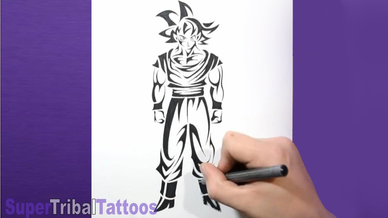 GOKU Saiyan Face Drawing as Tribal Tattoo  How to draw Dragon ball z  character face Drawing  YouTube