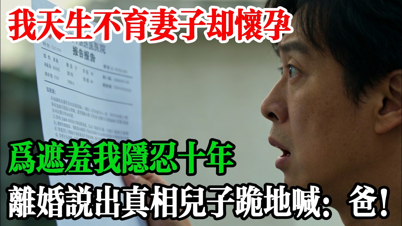 我天生不育妻子卻懷孕，為遮羞我隱忍十年，離婚說出真相兒子跪地喊：爸！