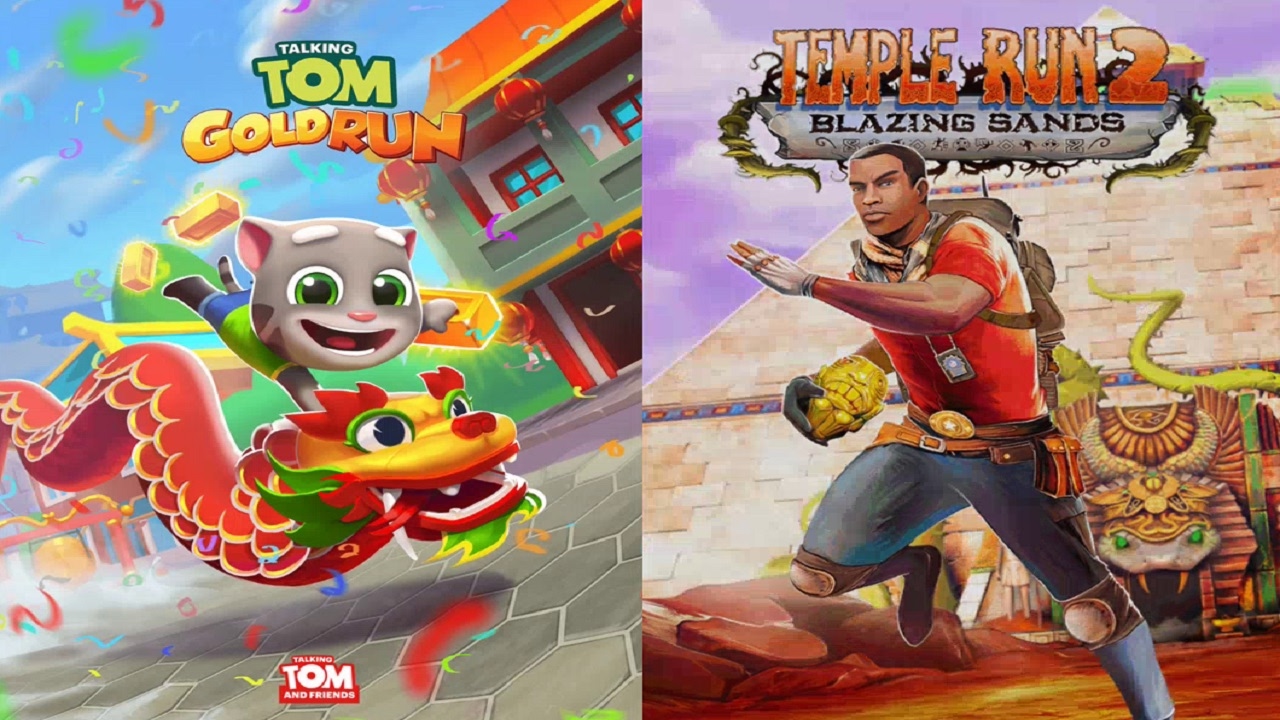 Talking Tom Gold Run VS Temple Run 2 : Gameplay