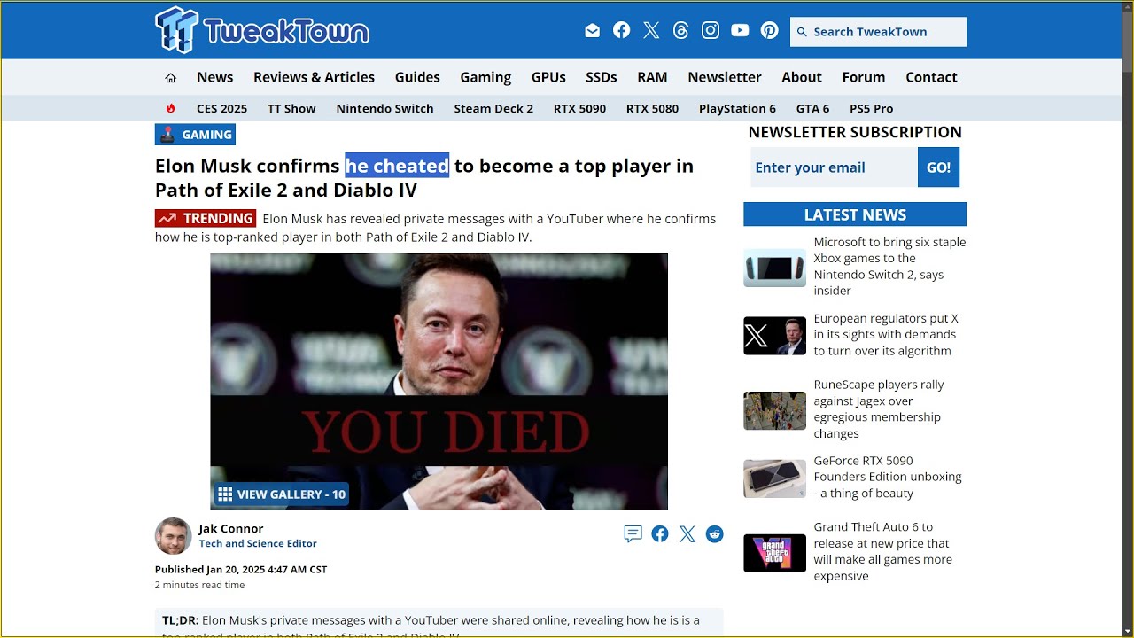 Elon Musk confirms he cheated to become a top player in Path of Exile 2 and  Diablo IV