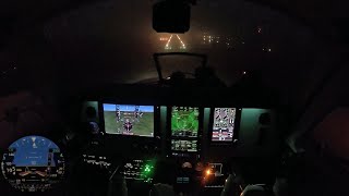 Night, IFR approach reporting 100 ft overcast in a Baron 58