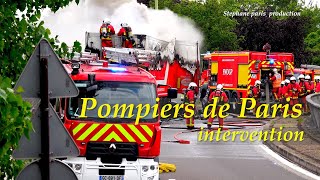 intervention des Pompiers de Paris sur feu de camion