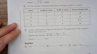 Home Link 6-2 Finding the Unknown Side Length part 2