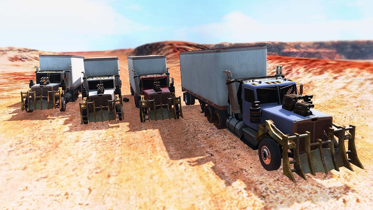 Big Rigs Racing Flatout On A Long Desert Road 3 BeamNG Drive YouTube