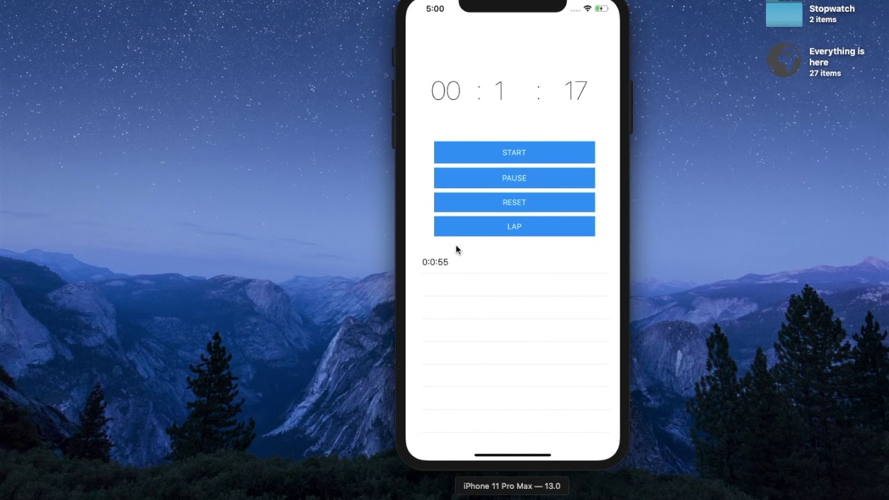 How to make a stopwatch app in Xcode 11, swift 5 | Part 2 - YouTube