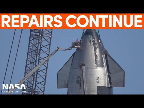 Work on Ship 24 Continues as Scaffolding is Removed | SpaceX Boca Chica