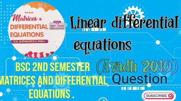Bsc/Ba Matrices and  differential equations.( LDE) Most important Questions#ccsu #bscmaths