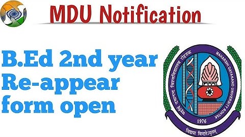 B.Ed 2nd year re-appear form open (mdu) | B.Ed 2nd year examination notification | naveen dahiya