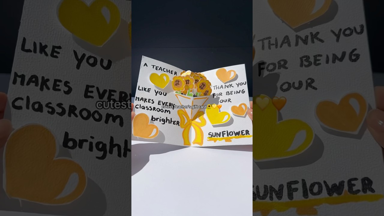 🌻💛Teacher’s Appreciation Week gift card 🧡 #giftidea #diy #art #craft #teachersday #popupcard