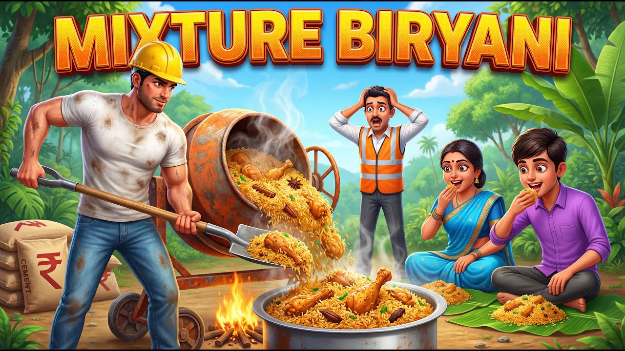 😱 CEMENT MIXER wali BIRYANI? 🍗 | Jungle Survival Cooking | 3D Hindi Story