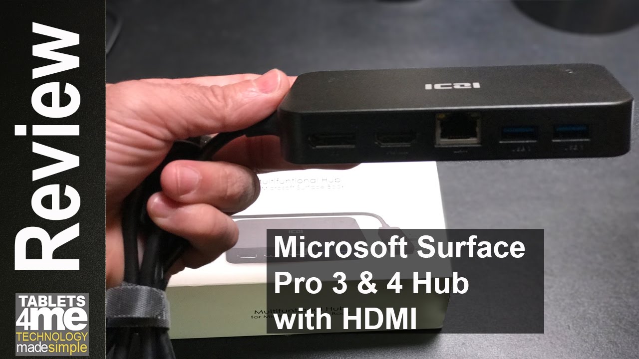 pie Strålende Ræv Microsoft Surface Pro 3 & 4: Dock with Audio, DisplayPort & HDMI + RJ45  Gigabit Ethernet Adapter - YouTube