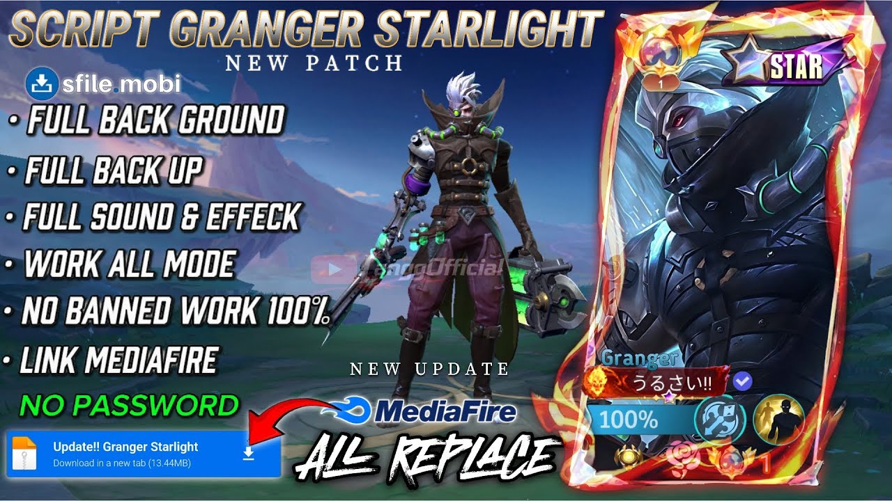 NEW!! Script Skin Granger Starlight - Biosoldier No Password | Full Effect Voice | Patch Terbaru