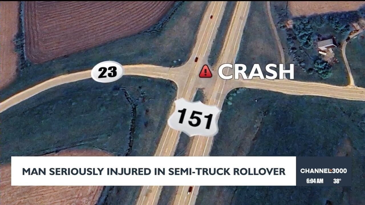 Man seriously injured in semi-truck rollover crash - YouTube