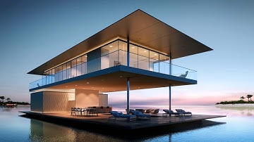 ONTWERPIDEEËN VOOR MODERNE DRIJVENDE PREFABHUIZEN | DE 10 BESTE IDEEËN VOOR FUTURISTISCHE WATERKA...