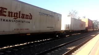 UP 8451 leads a fast stack train through Ontario