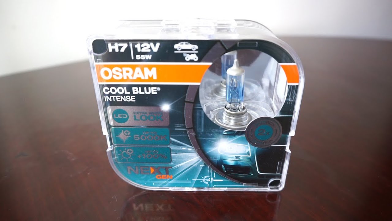 OSRAM COOL BLUE INTENSE H7, 100% more brightness, up to 5,000K, halogen  headlight lamp, LED look, duo box (2 lamps), 64210CBN-HCB