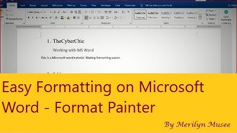 Easy Formatting On Microsoft Word - How To Use Format Painter