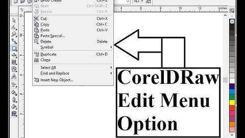 Corel Draw  Edit Menu Options Undo Redo Repeat Cut Copy Paste Paste Special Delete Duplicate ETC
