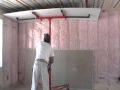 Ceiling drywall install with lift by Laurier Desormeaux