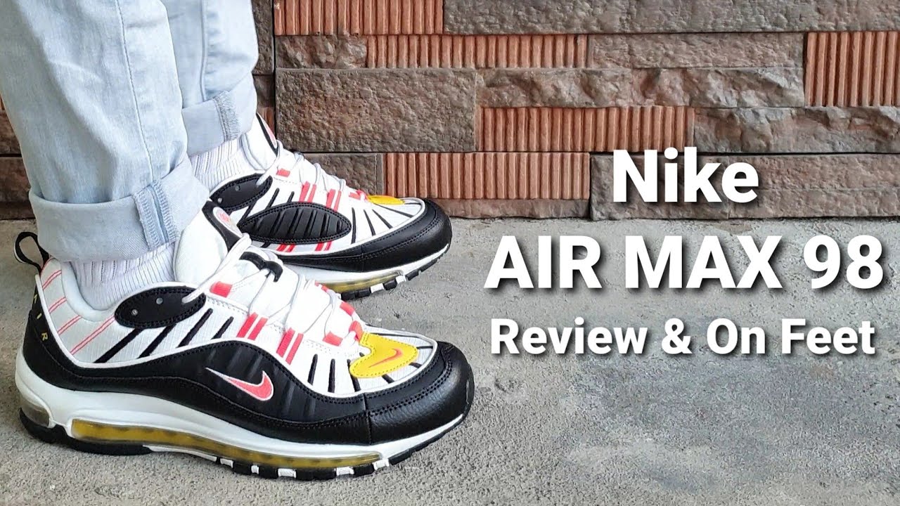 NIKE AIR MAX 98 (BLACK/WHITE/YELLOW/CRIMSON) from ZALORA - REVIEW and ON  FEET | Sneakers Yo - YouTube