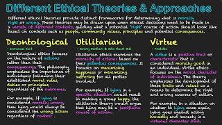 Different Ethical Theories & Approaches