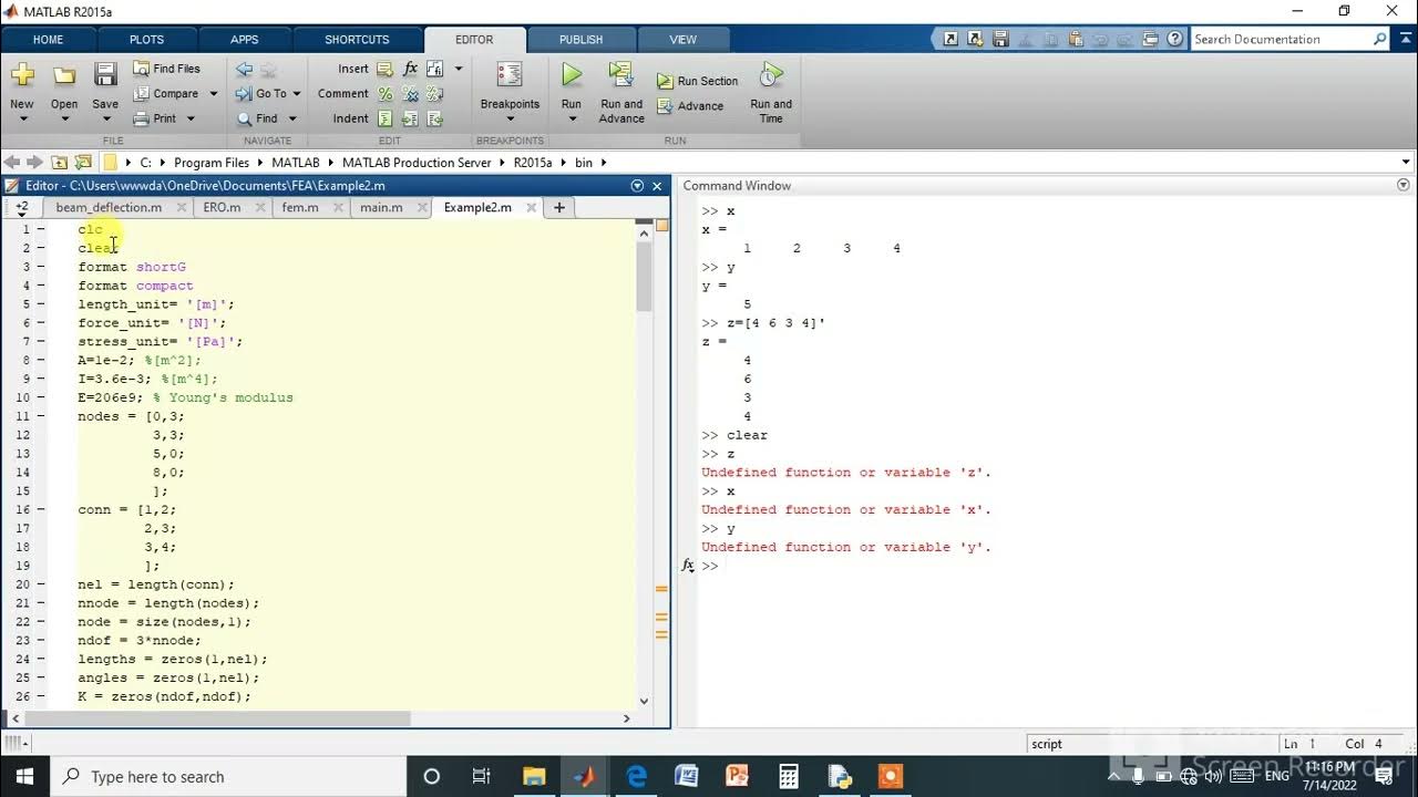 The use of clc, clear and format commands in matlab, part 2 - YouTube