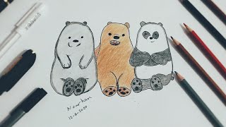 رسم الدببة التلاتة /شهاب قطبي باندا خطوة بخطوة للمبتدئين Drawing Bare Bears