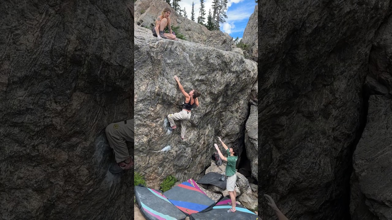 V6 in RMNP with friends :) I hardly ever climb outside but I’m making a goal to do it more often!