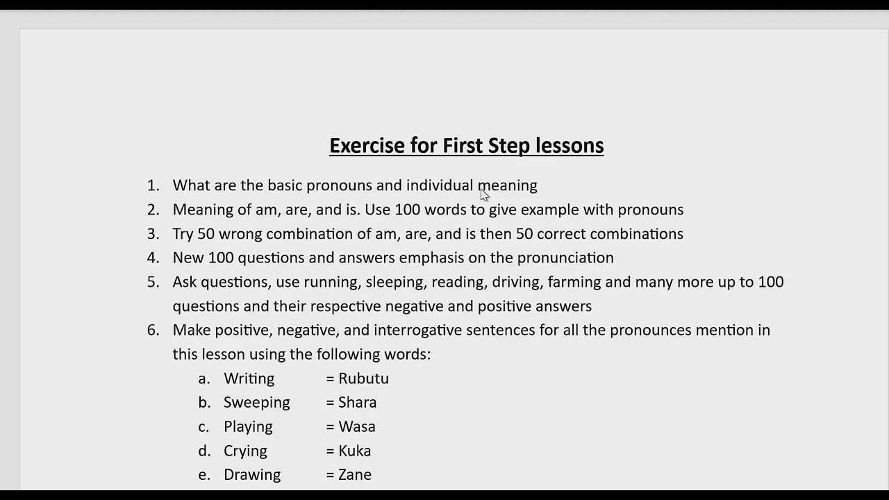 EXERCISES FOR FIRST LESSONS 