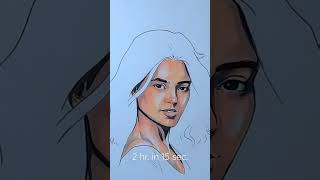Girl portrait, super fast time-lapse. #drawing #art #youtubeshorts #artshorts #portraitdrawing