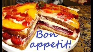 Bon appetit! Фруктовый торт с желейной прослойкой.Рецепт НЕпростой домохозяйки. Bon appetit! Фруктовый торт с желейной прослойкой.Рецепт НЕпростой домохозяйки.