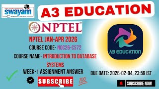 NPTEL Introduction to Database Systems Week 1 Assignment Answers | noc26-cs72