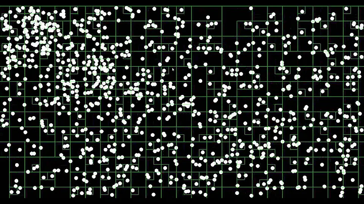 Dynamic quad tree with 1000 moving objects