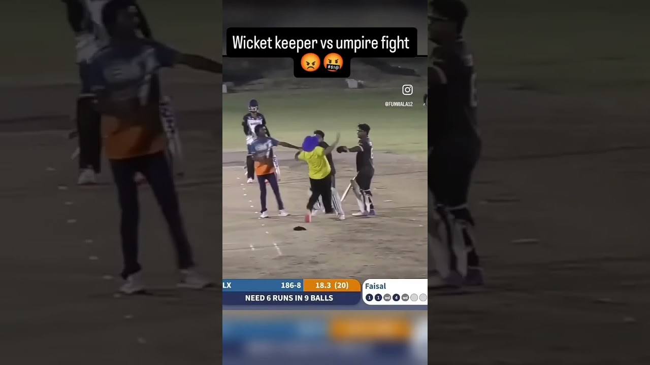 Wicket keeper vs umpire fight 