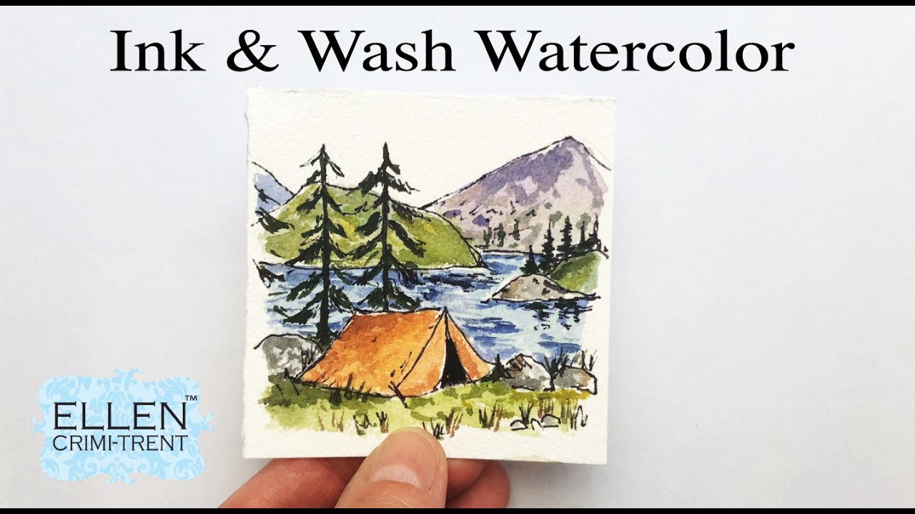 Ink & Wash Watercolor Tutorial- Mini Monday Camp scene