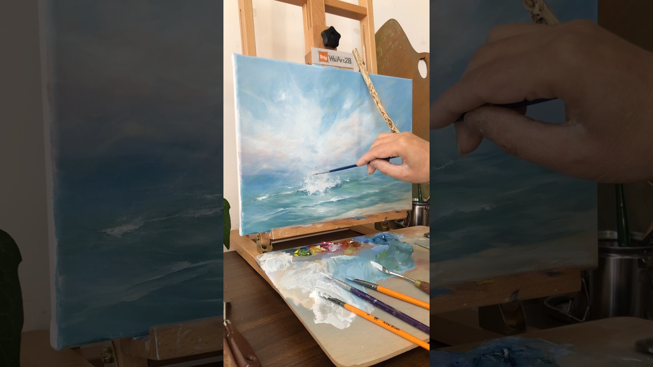 Where Light Meets the Sea/光与海的瞬间#art #painting #oilpainting #artist #artwork #tutorial #how #drawing