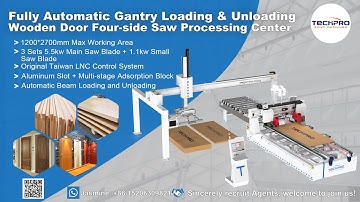 Fully Automatic Gantry Loading & Unloading Wooden Door Four-side Saw Processing  Center