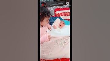 Thumbnail of little baby girl welcome her newborn brother #cutelittlechild'sloveforherbrother #shorts #hindisongs